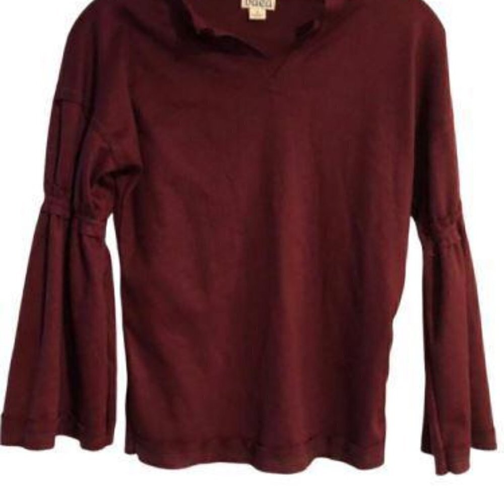 Baea Bell Sleeve Cowl Neck Pullover Sweater NWT Burgundy Boho #4807-3